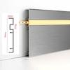 Rodapé de Liga de Alumínio com Luz LED, Rodapé de Parede de Aço Inoxidável Montado na Superfície Metálica, Rodapé com Luz, Rodapé Luminoso