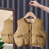 Crianças coreanas desgastam meninos inverno abaixo colete de algodão feminino bebê outono e inverno curto elegante botão colete de pão