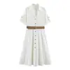 Comercio Exterior 2026 Verano Nuevo Estilo Europeo y Americano Moda Femenina Casual Vestido Camisa con Cinturón 7684531