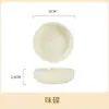 Conjunto de Pratos e Tigelas Cerâmica Louça de Mesa Cor Sob Esmalte Estilo Creme Louça de Mesa Cerâmica Doméstica Prato Hashi Tigela de Sopa Tigela para Macarrão Tigela de Arroz