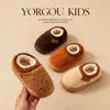 Pantuflas de Algodón de Invierno para Niños y Niñas, Cálidas, con Felpa Adicional, Suaves, para Padres e Hijos, Antideslizantes, Suela Gruesa, Ropa de Casa, Zapatos de Algodón para Bebé con Talón Cerrado