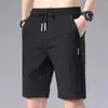 Pantalones Cortos Casuales de Seda de Hielo Finos de Verano para Hombre Talla Grande Pantalones de Playa Ropa Exterior Pantalones de Verano de Longitud Media