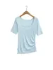 Nueva Camiseta Corta Ajustada Elástica de Color Sólido con Cuello Redondo, Estilo Chica Caliente, Primavera/Verano 2025