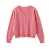 Ropa única y elegante / Mezcla de lana, cachemira y seda / Cárdigan de punto cepillado, cuello en V, corte holgado, para llevar en capas