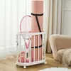 Cesta de Almacenamiento para Esterillas de Yoga con Ruedas para Uso en Casa, Caja de Almacenamiento Móvil para Equipo de Fitness, Estante Organizador de Equipos Deportivos