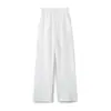 2026 Novo Conjunto de Calça Longa Feminina Estilo Europeu e Americano Cor Sólida Duas Peças Manga Curta Gola Redonda Simples Tecido Lavado Dupla Face