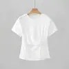 Camiseta Irregular da Moda para Mulheres, Manga Curta, Estilo Ins Tendência, Nova Versátil para o Verão 2026, Caimento Solto, Emagrecimento, Top Estiloso