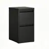 Gabinete Negro de Acero con Dos Cajones, Asas de Cuello de Cisne y Cerradura, Gabinete Bajo para Oficina, Archivador de Cajones de Pie, Diseño Simple