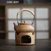 Bule de Cerâmica Grossa para Preparar Chá em Chamas Abertas, Bule Operado por Vela com Alça, Conjunto Simples para Aquecer Chá, Bule para Preparo de Chá ao Ar Livre