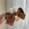 Horquilla de pelo con lazo de peluche para mujer, grande, elegante, con forma de tiburón en la parte trasera, para otoño e invierno, elegante y peluda.