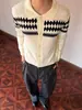 Otoño/Invierno 2026 Estilo Old Money Jacquard Fair Isle Cuello Solapa Manga Larga Tejido Suelto Botones Cardigan Suéter Retro