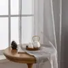 Productos Nuevos Transfronterizos Sala de Estar Dormitorio Semi-Opacas Hilo de Poliéster Gris Decoración Simple para el Hogar Cortinas Transparentes Cortinas Terminadas Venta al por Mayor