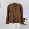 Cárdigan de Punto con Volantes y Cinturón, Estilo Retro Coreano, Nuevo para Otoño e Invierno, Temperamento Suave y Dulce, Suéter Versátil