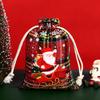 Novo Natal xadrez saco de algodão janela cordão espartilho saco de doces de Natal Natal xadrez de algodão espartilho bolso