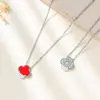 Colar de Aço Titânio Trevo de Quatro Folhas da Sorte com Pingente de Diamante, Estilo de Luxo Leve, Aço Inoxidável, Não Desbota, Joia Popular Europeia e Americana
