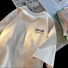 2026 Nueva Camiseta de Manga Corta para Hombre de Verano Marca de Moda Algodón Puro Pesado Top Holgado Casual Cuello Redondo Media Manga Camiseta Ropa de Hombre