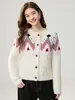 Diseño Sorprendentemente Hermoso Suéter de Cachemira con Cuello Redondo para Mujer Cardigan de Punto Jacquard Fair Isle de Alta Gama Top Elegante Ropa de Abrigo