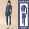 Conjunto de Dos Piezas de Yoga y Fitness para Mujer Primavera y Otoño Chaqueta con Cremallera de Cuello Alto Alta Elasticidad Traje de Running de Dos Piezas Falsas de Cintura Alta Levanta Glúteos