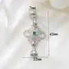 Fecho de Colar de Pérolas Formato de Pétala Zircônia Esmeralda Acabamento Artesanal Conector de Fecho Fecho Conector Corrente de Suéter Acessórios DIY