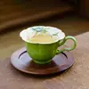Conjunto de xícara e pires de cerâmica para chá da tarde, xícara de café pequena de tangerina verde e folha de orquídea do fabricante, xícara de espresso latte requintada, pintada à mão
