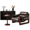Sofá individual cuidadosamente seleccionado para sala de estar, estilo de mediados de siglo, sofá perezoso de ocio para balcón, sillón retro de madera maciza reclinable de la isla Jersey