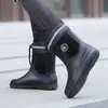 Botas de chuva, tamanhos 39-48, design simples, impermeáveis, com punhos elásticos, tamanho extra grande, unissex, quentes, impermeáveis, forradas com fleece, removíveis e antiderrapantes, botas femininas