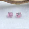 Pendientes de aleación de titanio Astmf-136 con garras y base plana de piedra ojo de gato Pendientes de titanio G23 con piedra ojo de gato Joyería para piercing Cabeza