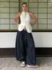 Calça Harem de Algodão Puro Transfronteiriça Moda de Rua Europeia e Americana Outono 2025 Casual Preguiçosa de Perna Larga Longa Calça Harem Solta para Mulheres