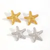 Nuevos Pendientes de Acero de Titanio con Forma de Estrella y Viento Marino Pendientes de Diseño de Nicho para Damas Pendientes de Acero Inoxidable Chapado en Oro de 18k