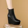 Nuevas Botas Martin de Suela Gruesa con Tacón de Cuña para Otoño e Invierno, Botines Cortos sin Cordones de Punta Redonda, Elegantes Botas Individuales de Tacón Alto para Mujeres Bajitas