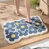 Alfombrilla de Pie Absorbente para Puerta de Baño, Alfombrilla de Suelo Doméstica para Entrada de Baño, Flores Pequeñas Frescas, Imitación de Cachemira, Cómoda