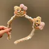 Faixa de cabeça fofa com orelhas de panda para lavar o rosto, faixa de cabeça de pelúcia de desenho animado com coroa alta para mulheres, faixa para maquiagem e lavar o cabelo, acessório de cabelo
