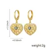 Pendientes de Ojo de Diablo Corazón Hueco Chapados en Cobre Oro Real Circonita Estilo INS Nicho Versátiles para Mujer del Distrito Lu