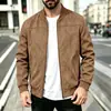 Colección de otoño para hombre europea y americana transfronteriza: chaqueta de gamuza para hombre con cuello de béisbol, chaqueta tipo piloto estilo americano con cuello alto y cremallera