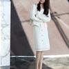 Ropa de Otoño e Invierno, Moderna y Elegante, Dama Rica Estilo Francés, Estilo de Alta Gama, Estilo Occidental, Chaqueta de Moda Blanca Estilo Chanel para Mujer