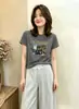 Camiseta de algodón acanalado de 220 g para mujer, Guangzhou Trece Líneas, top ajustado de manga corta, venta al por mayor de verano, disponible para dropshipping
