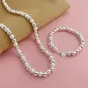 Joias de Comércio Exterior Banhado a Prata 925 Conjunto de Colar e Pulseira Colar de Contas de Areia Clara 8MM TeMu AliExpress Explosões