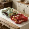 Produtos Culturais e Criativos da Cidade Proibida Bandeja de Chá Compartimentada Estilo Chinês para Frutas Secas com Incensário para Sala de Estar Armazenamento de Lanches Domésticos Conjunto de Caixa de Presente