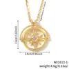 Nuevo collar de disco de diseño hueco transfronterizo de otoño con patrón de estrella de ocho puntas y circón para mujer, cadena de clavícula de nicho