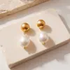 Pendientes de perlas de agua dulce naturales estilo vacacional, nuevos pendientes de alta gama que inducen dopamina, joyería Jiapei