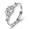 Anillo de plata de ley S925 con moissanita para mujer, temperamento, nicho de alta gama, apertura ajustable, estilo retro, anillo de diamante, joyería