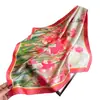 Bufanda de mujer elegante estilo coreano, seda sintética estampada, pañuelo cuadrado, chal de alta gama, bufanda para el cuello con protección solar, pañuelo para la cabeza, pañuelo para el cuello