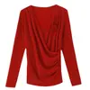 Nueva Blusa de Moda con Cuello en V, Malla Elástica Ajustada, Femenina y Versátil, Camiseta Básica que Reduce la Edad, Camisa de Flores a la Moda