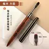 Caneta Aplicadora de Base para Unhas de Sândalo Japonês Pincel de Cerdas Curtas Caneta Cola Quadrada Pequena Redonda Caneta Quadrada Pequena Redonda Caneta para Fototerapia Ferramenta para Manicure Pincel