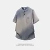 Nova Camiseta Masculina de Verão da Moda, Caimento Solto, Marca de Moda, Estudante, Manga Curta com Gola Alta e Meia Manga