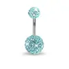 Anillo para ombligo Shambhala de bola con diamantes completos, clavo de ombligo de bola de cerámica suave, joyería para piercing corporal de acero inoxidable 6mm 10mm