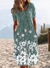 2023 transfronterizo AliExpress wish para mujer nuevo estampado casual cuello redondo retro floral vestido de manga corta