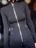 Chaqueta de Yoga para Mujer 2024 Nuevo Estilo Tela No Transpirable Cremallera Dorada Chaqueta Deportiva para Exteriores Cuello Alto Chaqueta de Felpa Cepillada