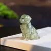 "Estatueta de Cachorro Schnauzer Golden Retriever de Cristal Natural Preenchida com Resina" Decoração de Mesa para Casa Artesanal de Resina