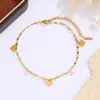 Tobillera de acero inoxidable con corazón bañado en oro de 18k, superventas transfronteriza, moderna y chic, con un toque de lujo discreto, de Dongguan titanium steel jewelry